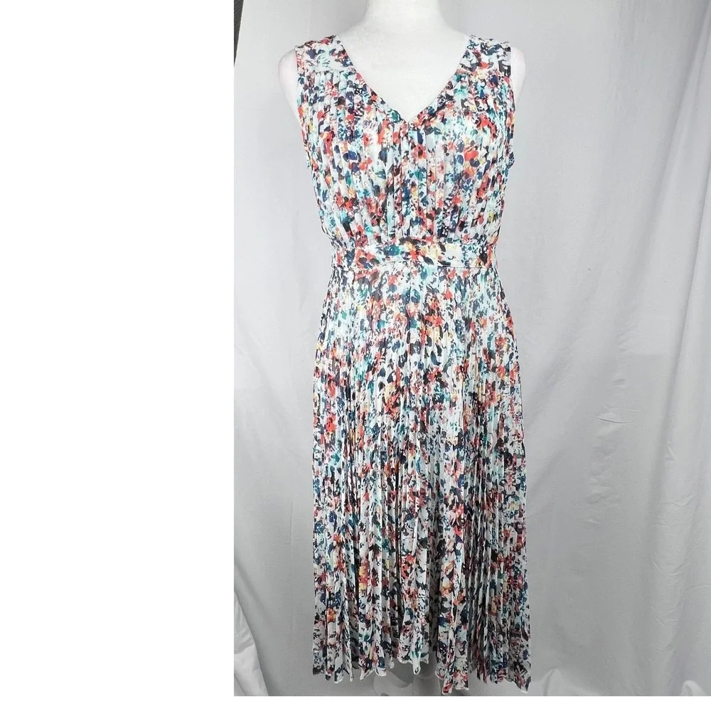 Anthropologie Plenty by Tracy Reese Dress 4 Morgan Multi Speckle Pleated Hi Low - Picture 2 of 11